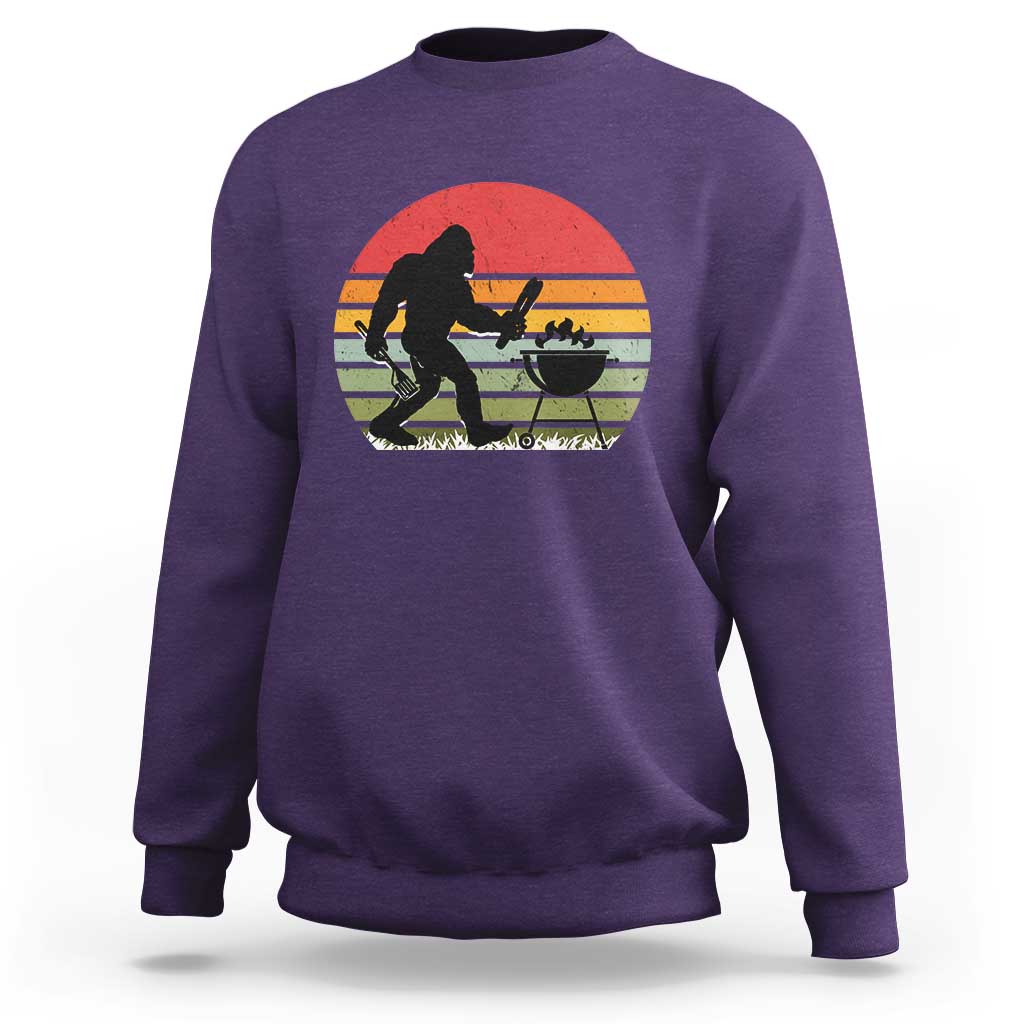 Funny Retro Bigfoot Grilling BBQ Chef Sweatshirt - Wonder Print Shop