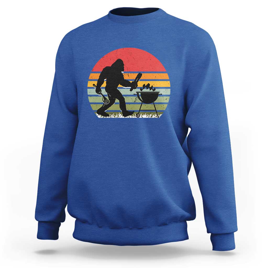 Funny Retro Bigfoot Grilling BBQ Chef Sweatshirt - Wonder Print Shop
