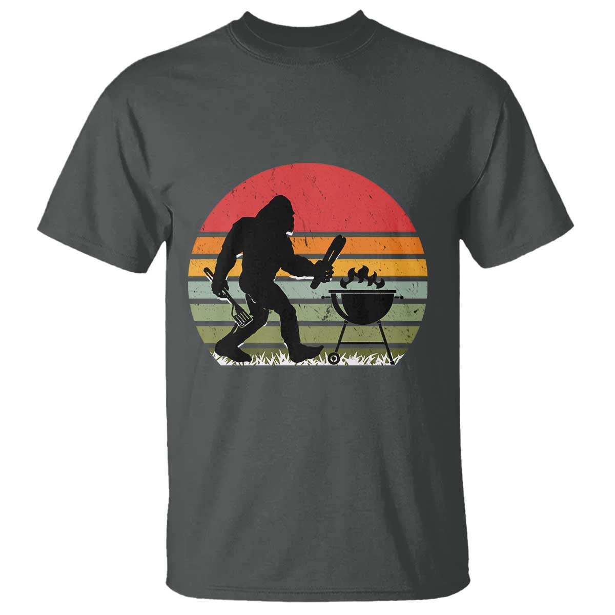 Funny Retro Bigfoot Grilling BBQ Chef T Shirt - Wonder Print Shop