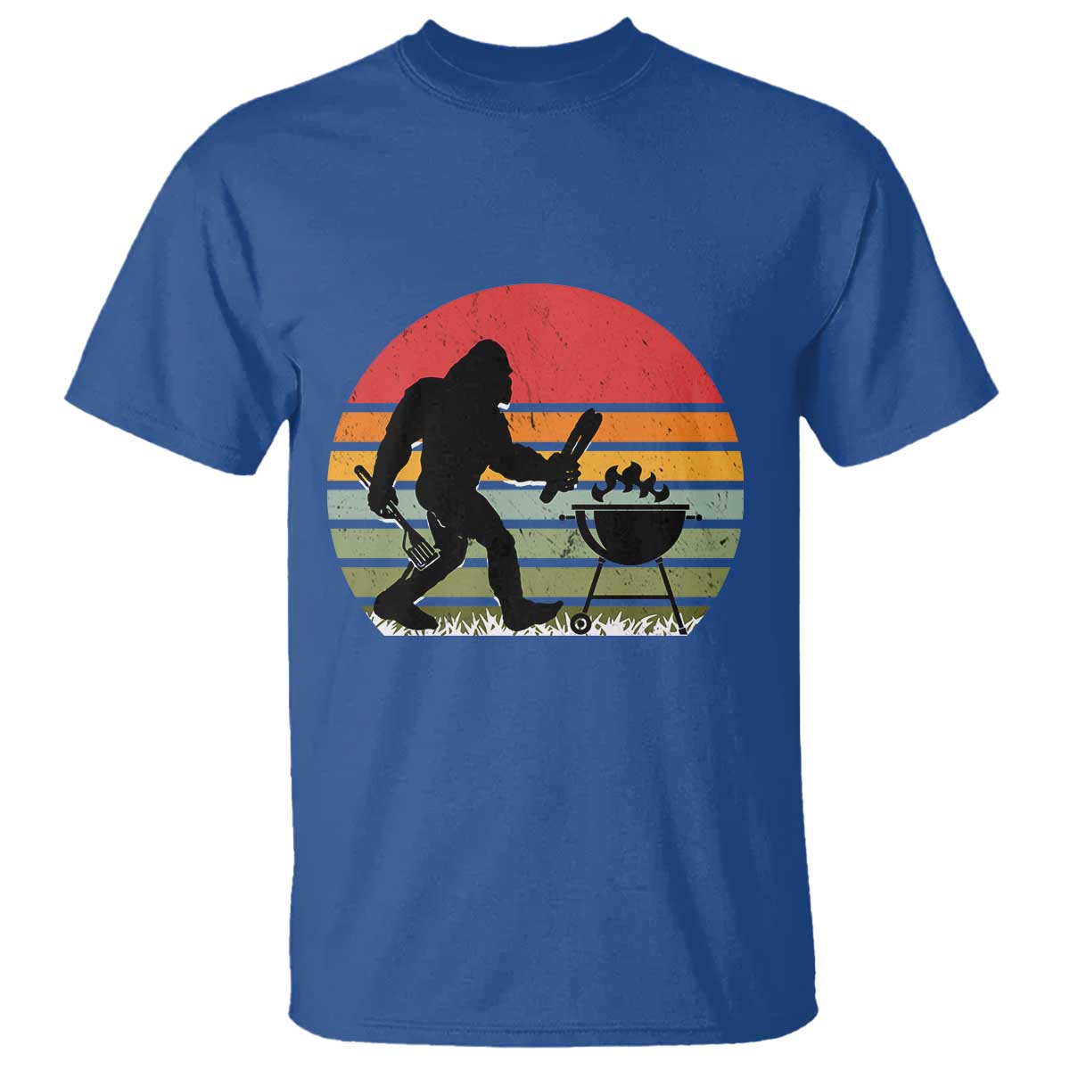 Funny Retro Bigfoot Grilling BBQ Chef T Shirt - Wonder Print Shop