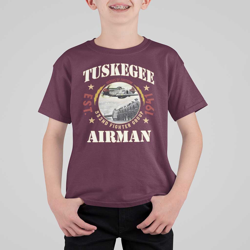 Tuskegee Airman T Shirt For Kid Heroes Of Freedom 332ND Fighter Group Est 1941