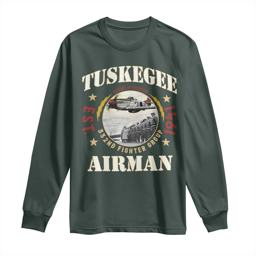 Tuskegee Airman Long Sleeve Shirt Heroes Of Freedom 332ND Fighter Group Est 1941