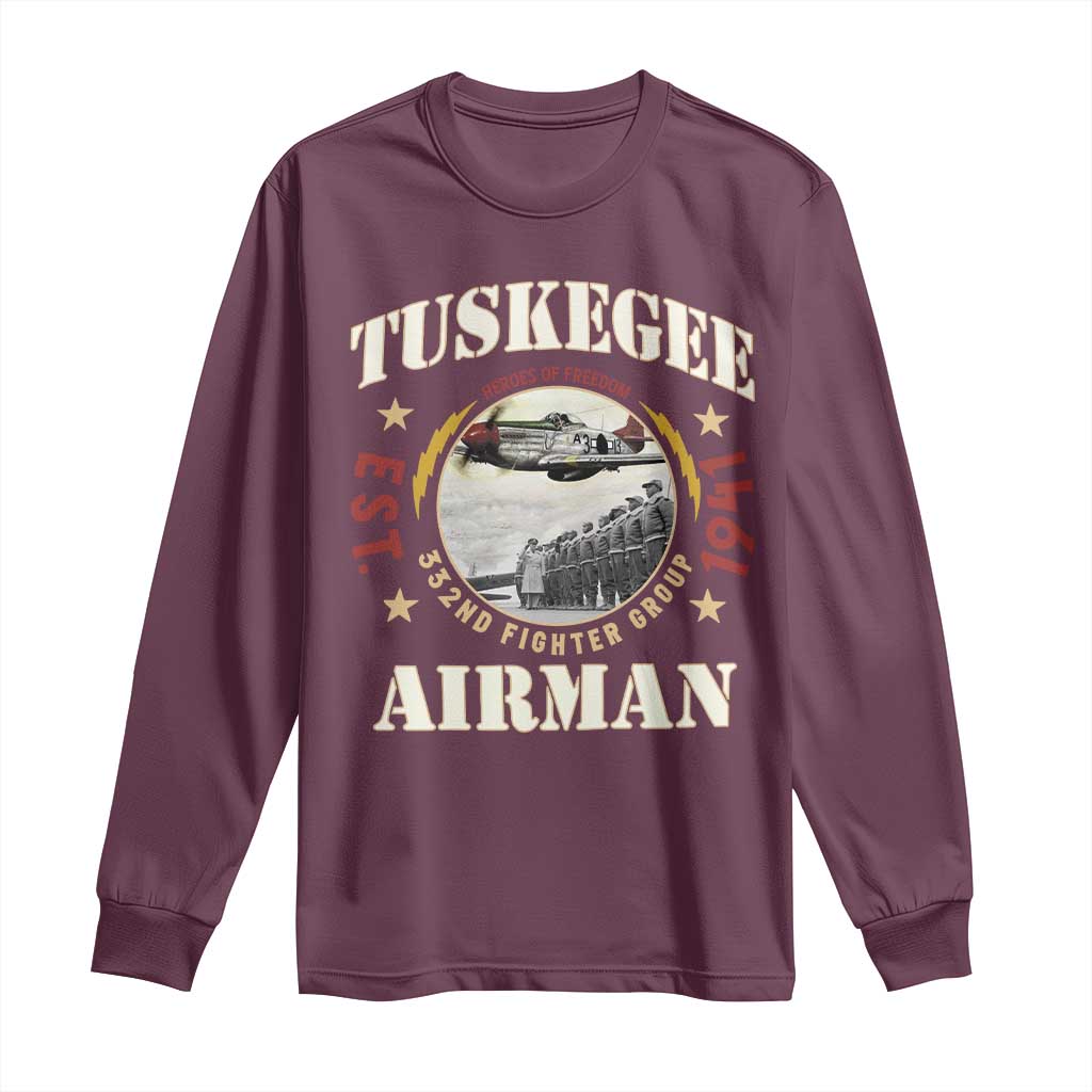Tuskegee Airman Long Sleeve Shirt Heroes Of Freedom 332ND Fighter Group Est 1941