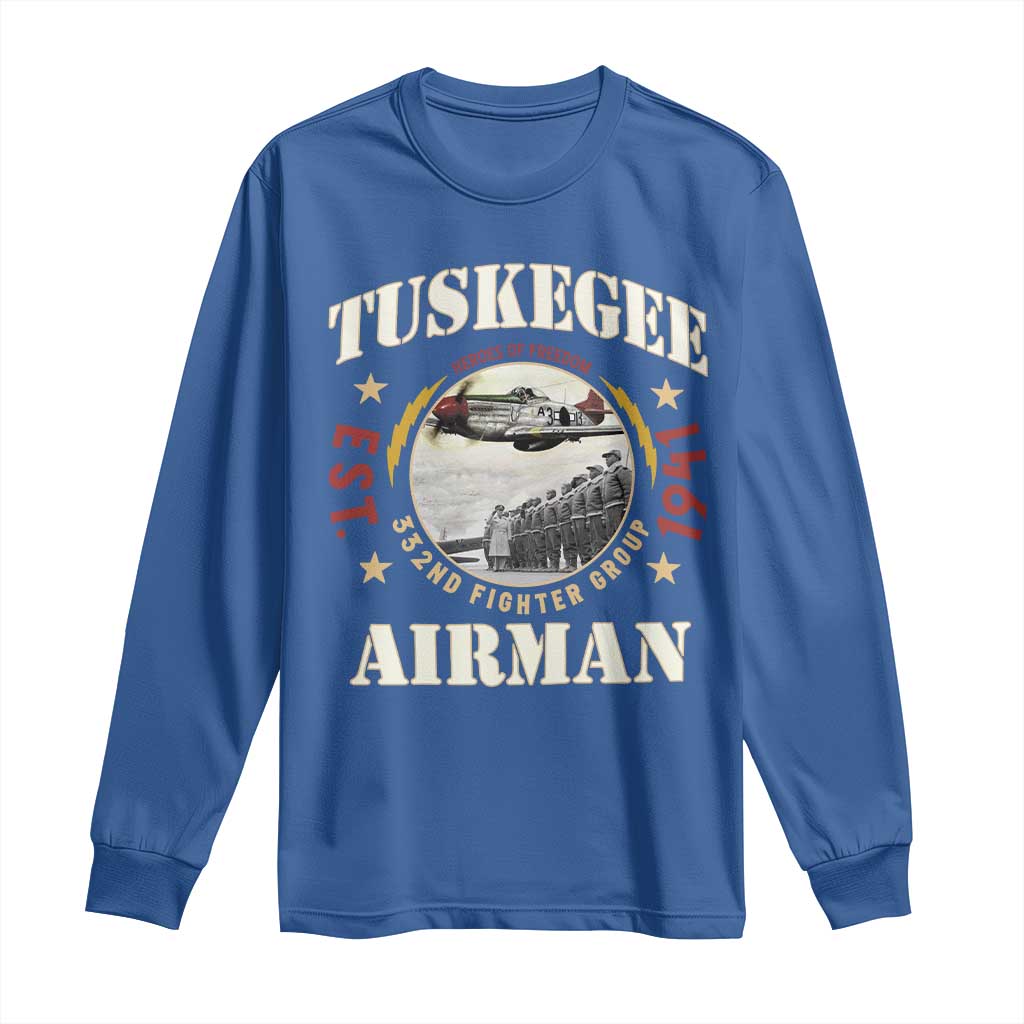 Tuskegee Airman Long Sleeve Shirt Heroes Of Freedom 332ND Fighter Group Est 1941