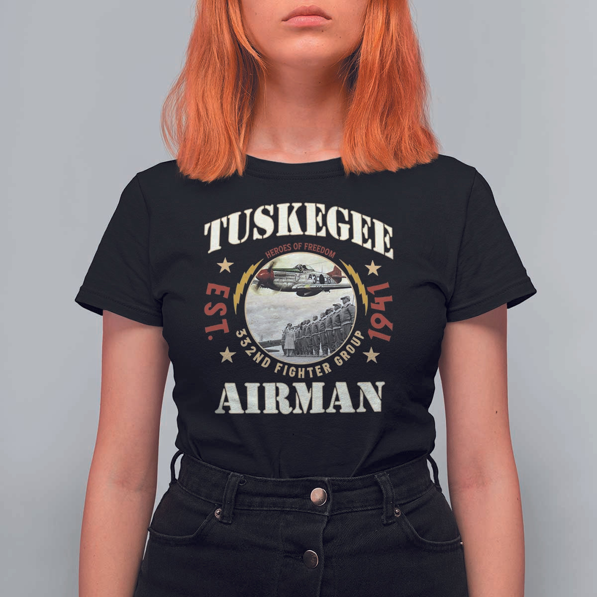 Tuskegee Airman T Shirt For Women Heroes Of Freedom 332ND Fighter Group Est 1941