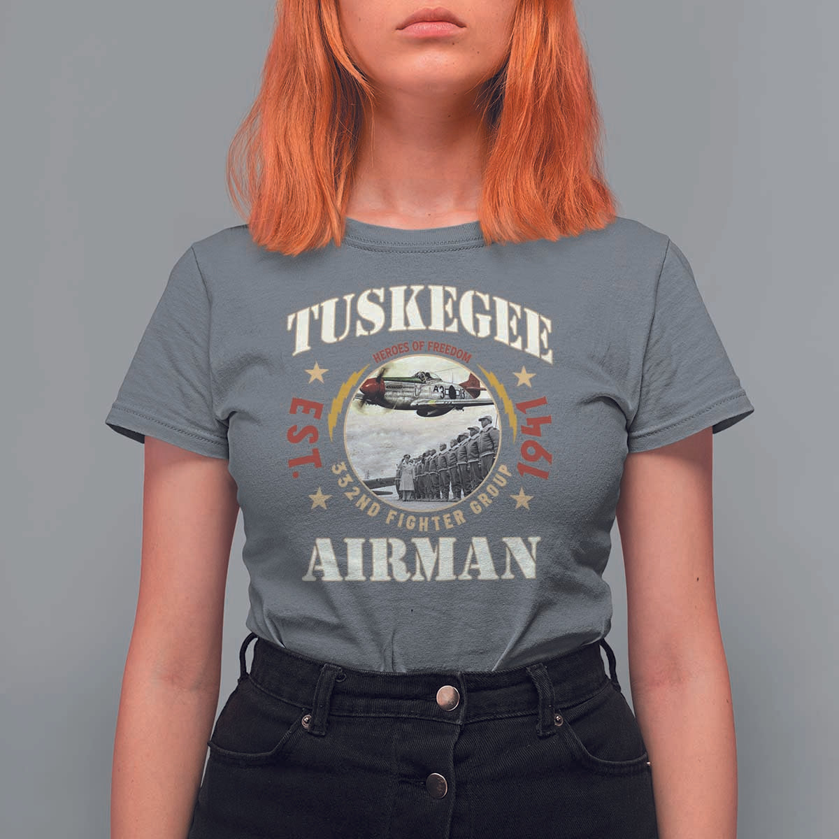 Tuskegee Airman T Shirt For Women Heroes Of Freedom 332ND Fighter Group Est 1941