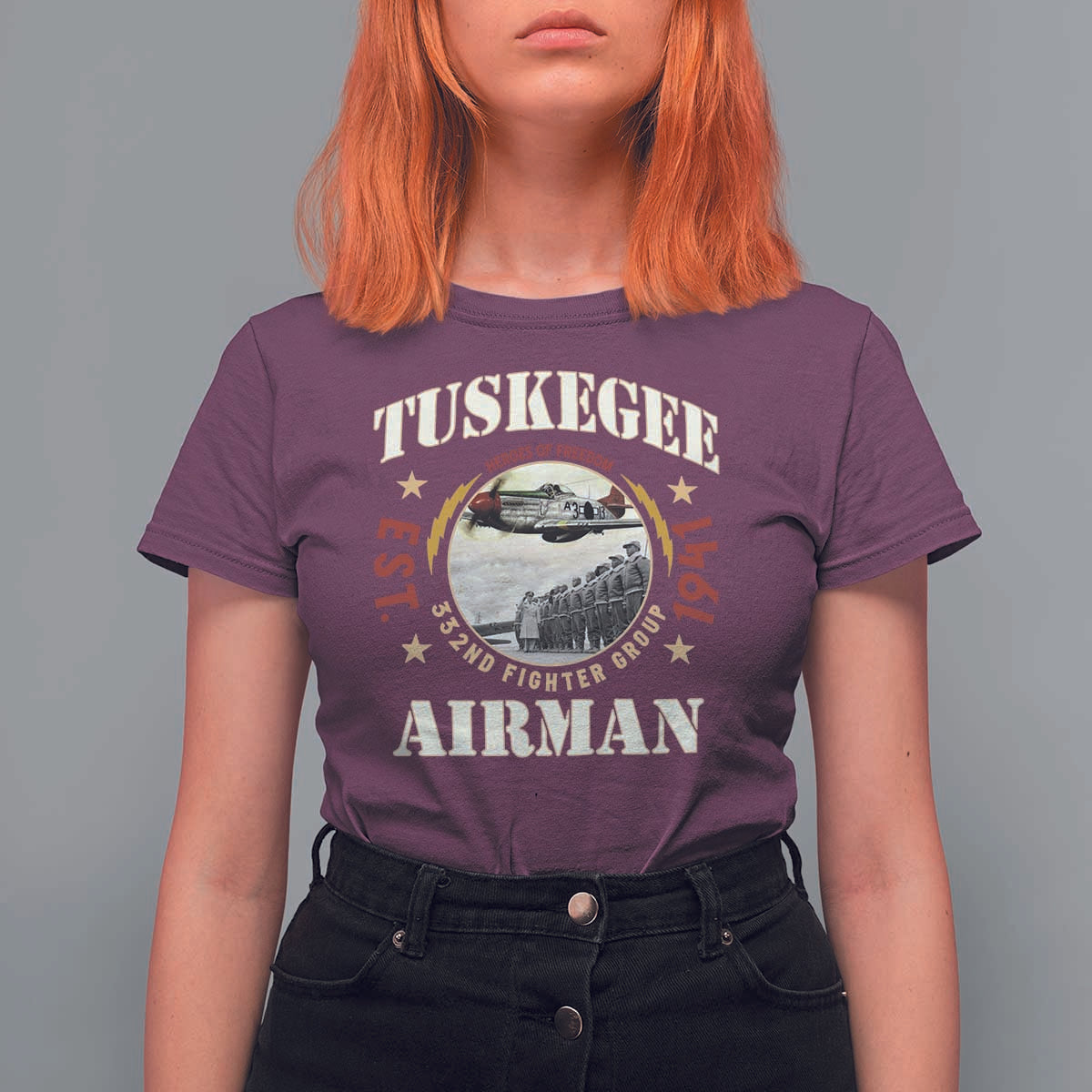 Tuskegee Airman T Shirt For Women Heroes Of Freedom 332ND Fighter Group Est 1941