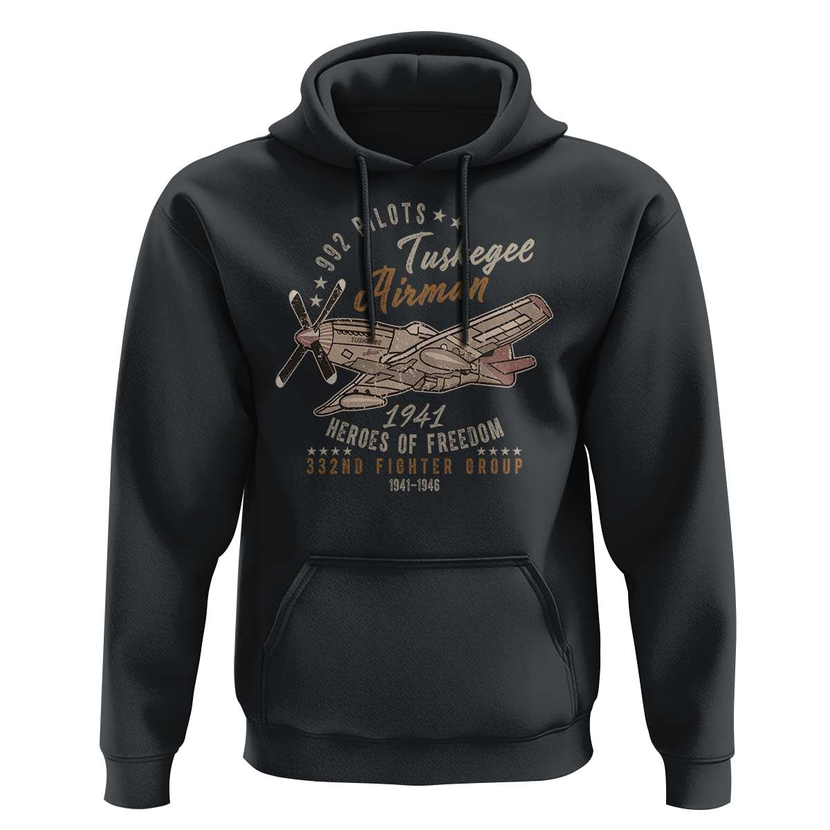 Tuskegee Airman Hoodie Heroes Of Freedom 332ND Fighter Group Est 1941 Vintage Fighter