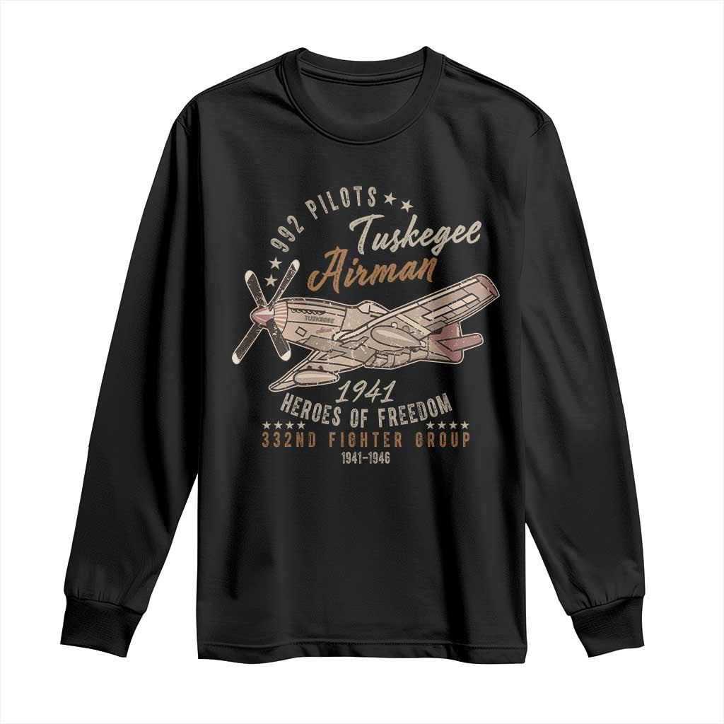 Tuskegee Airman Long Sleeve Shirt Heroes Of Freedom 332ND Fighter Group Est 1941 Vintage Fighter