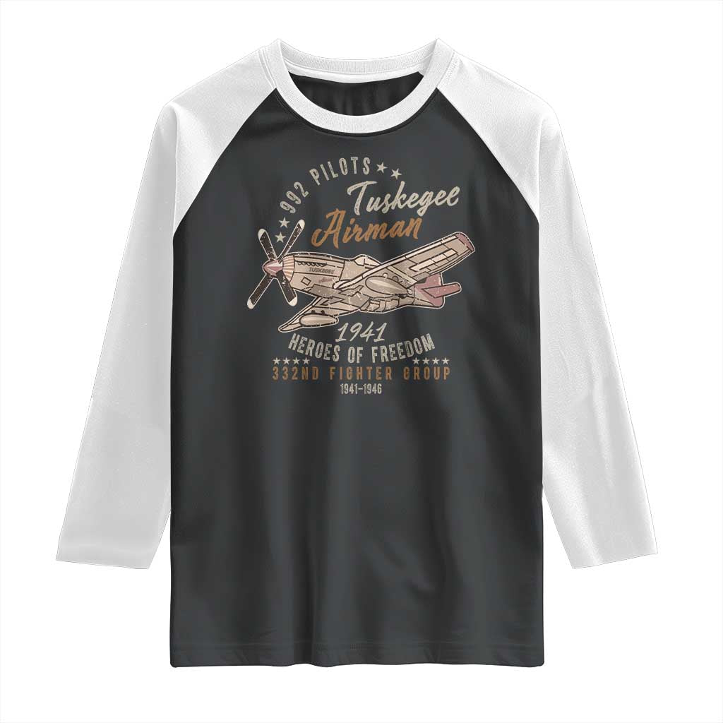 Tuskegee Airman Raglan Shirt Heroes Of Freedom 332ND Fighter Group Est 1941 Vintage Fighter
