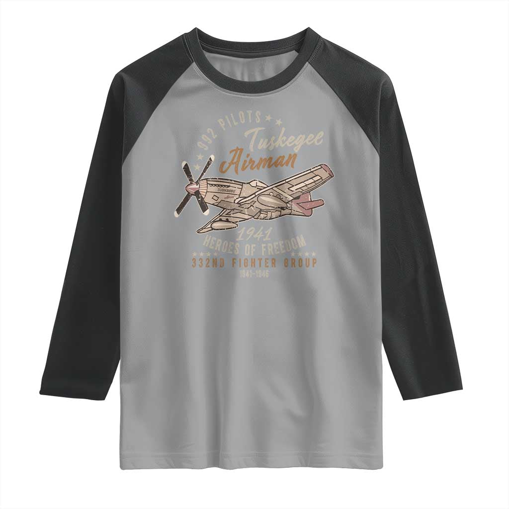 Tuskegee Airman Raglan Shirt Heroes Of Freedom 332ND Fighter Group Est 1941 Vintage Fighter