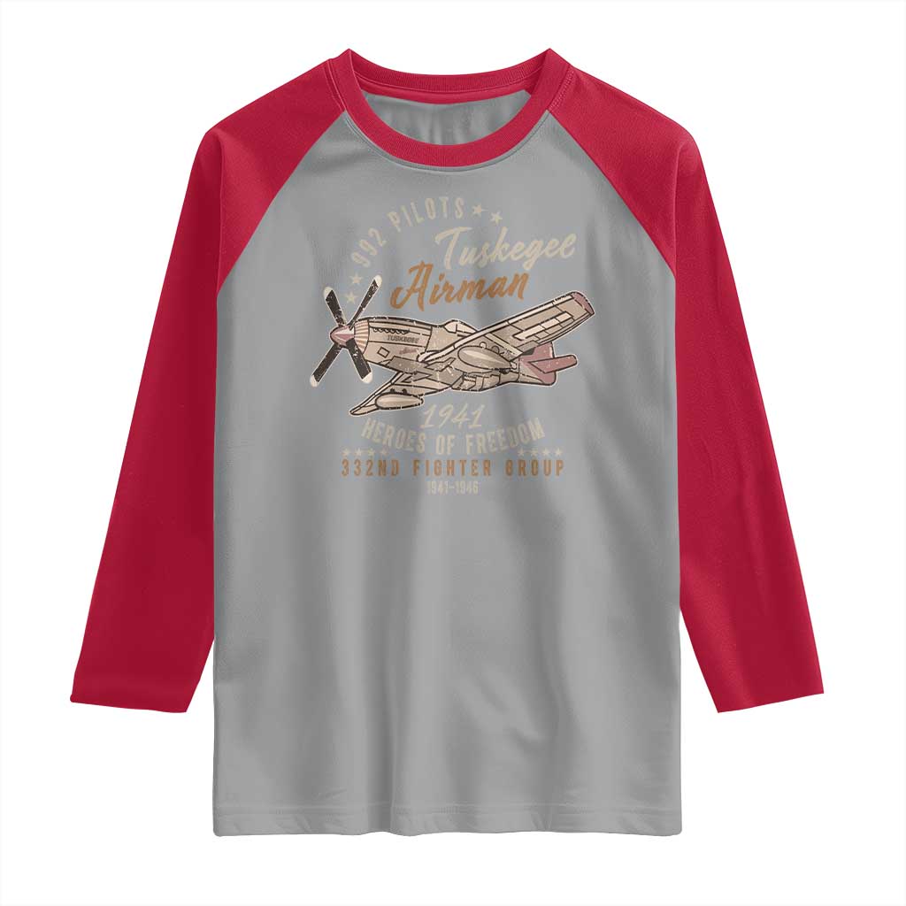 Tuskegee Airman Raglan Shirt Heroes Of Freedom 332ND Fighter Group Est 1941 Vintage Fighter