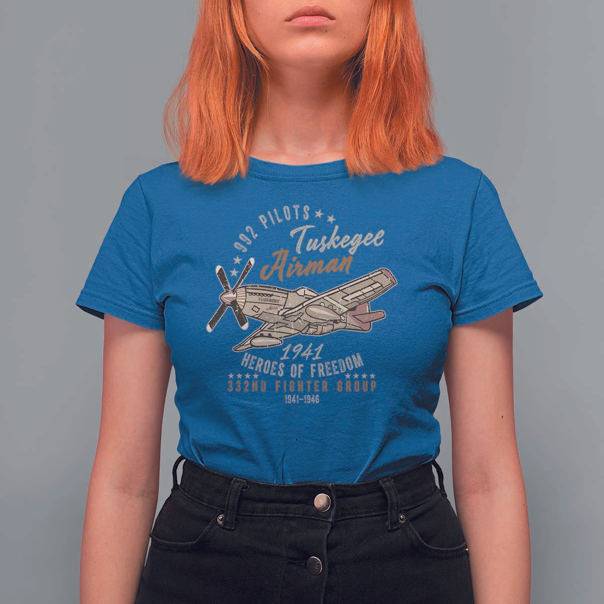 Tuskegee Airman T Shirt For Women Heroes Of Freedom 332ND Fighter Group Est 1941 Vintage Fighter
