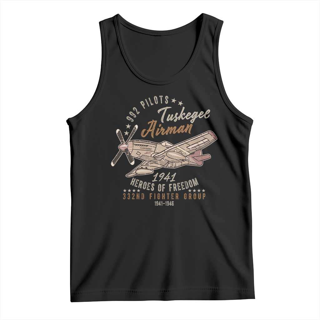 Tuskegee Airman Tank Top Heroes Of Freedom 332ND Fighter Group Est 1941 Vintage Fighter