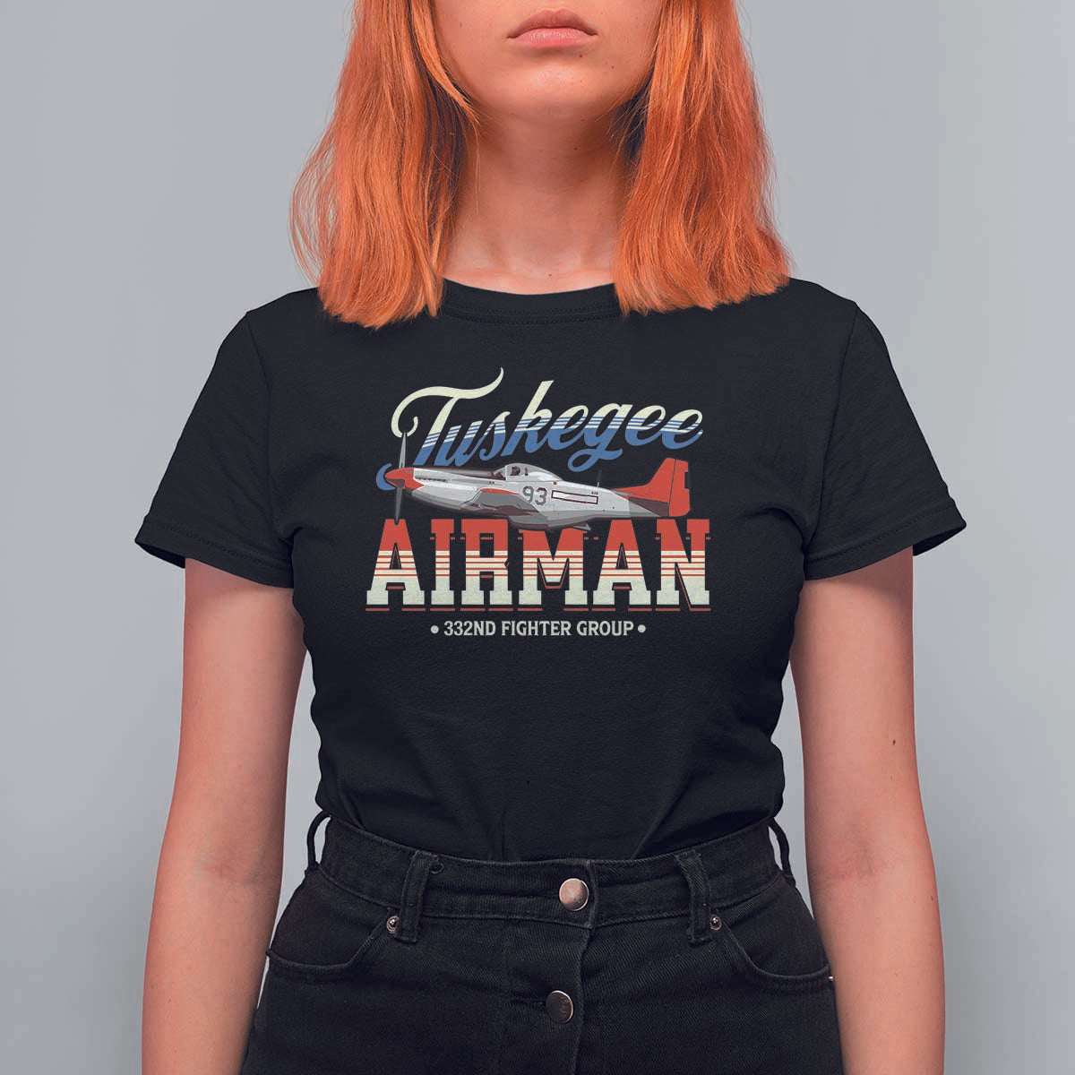 Tuskegee Airman T Shirt For Women 332ND Fighter Group Airplane