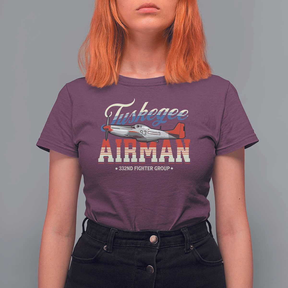 Tuskegee Airman T Shirt For Women 332ND Fighter Group Airplane