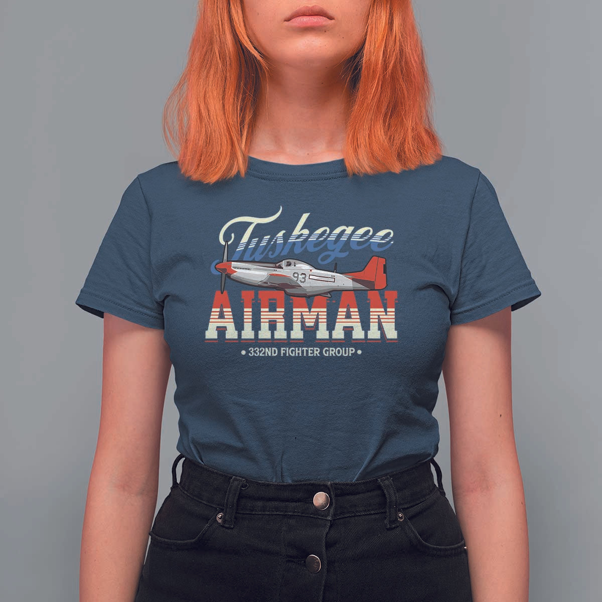 Tuskegee Airman T Shirt For Women 332ND Fighter Group Airplane