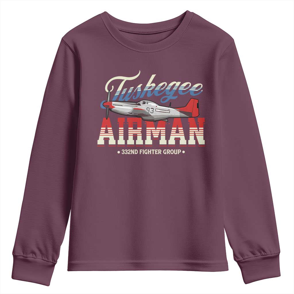Tuskegee Airman Youth Sweatshirt 332ND Fighter Group Airplane
