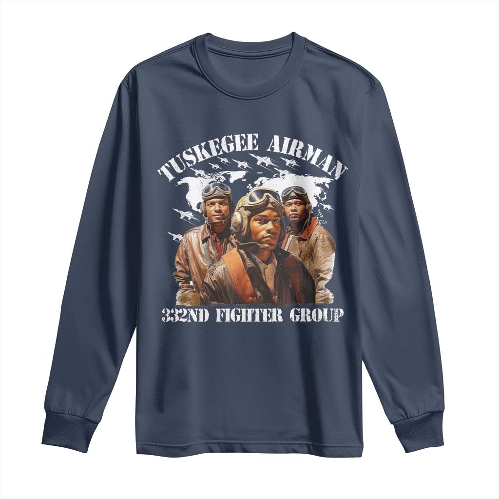 Tuskegee Airman Long Sleeve Shirt 332ND Fighter Group Black History Month