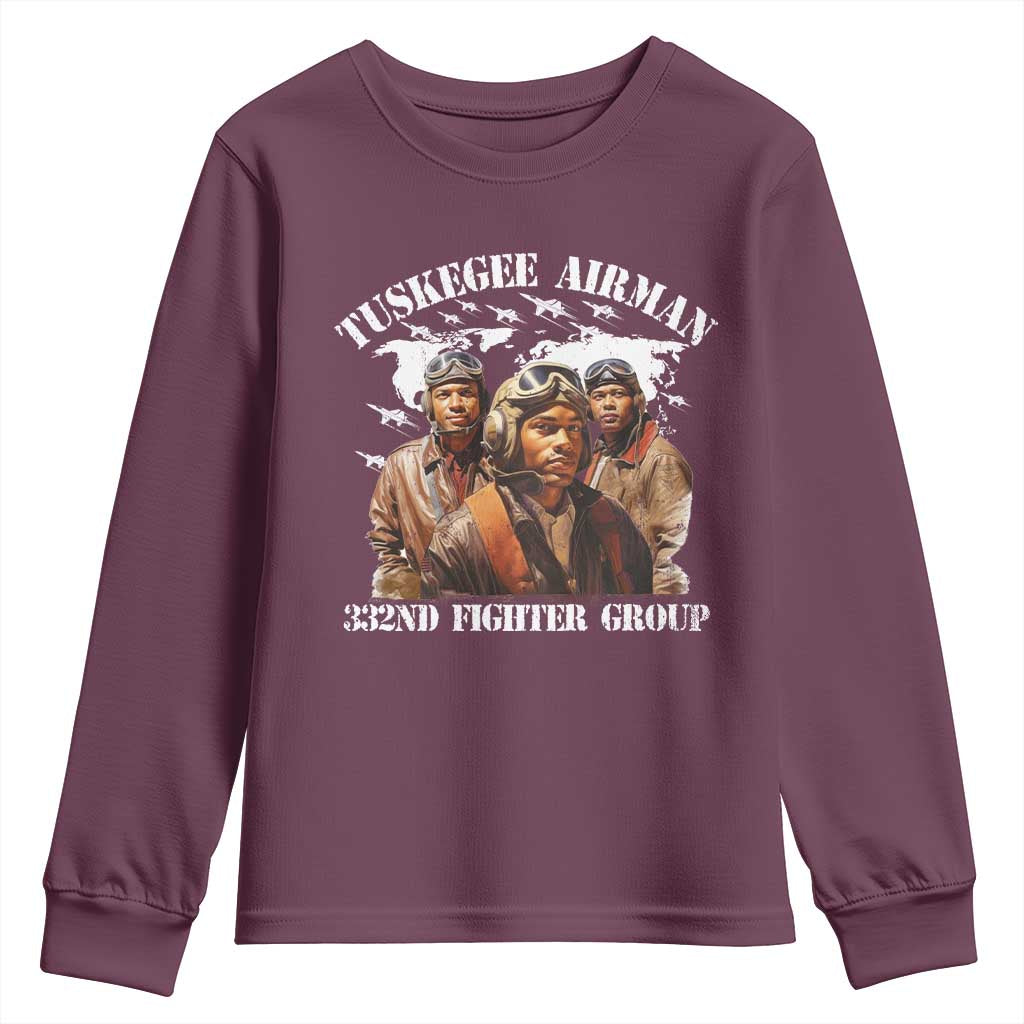 Tuskegee Airman Youth Sweatshirt 332ND Fighter Group Black History Month