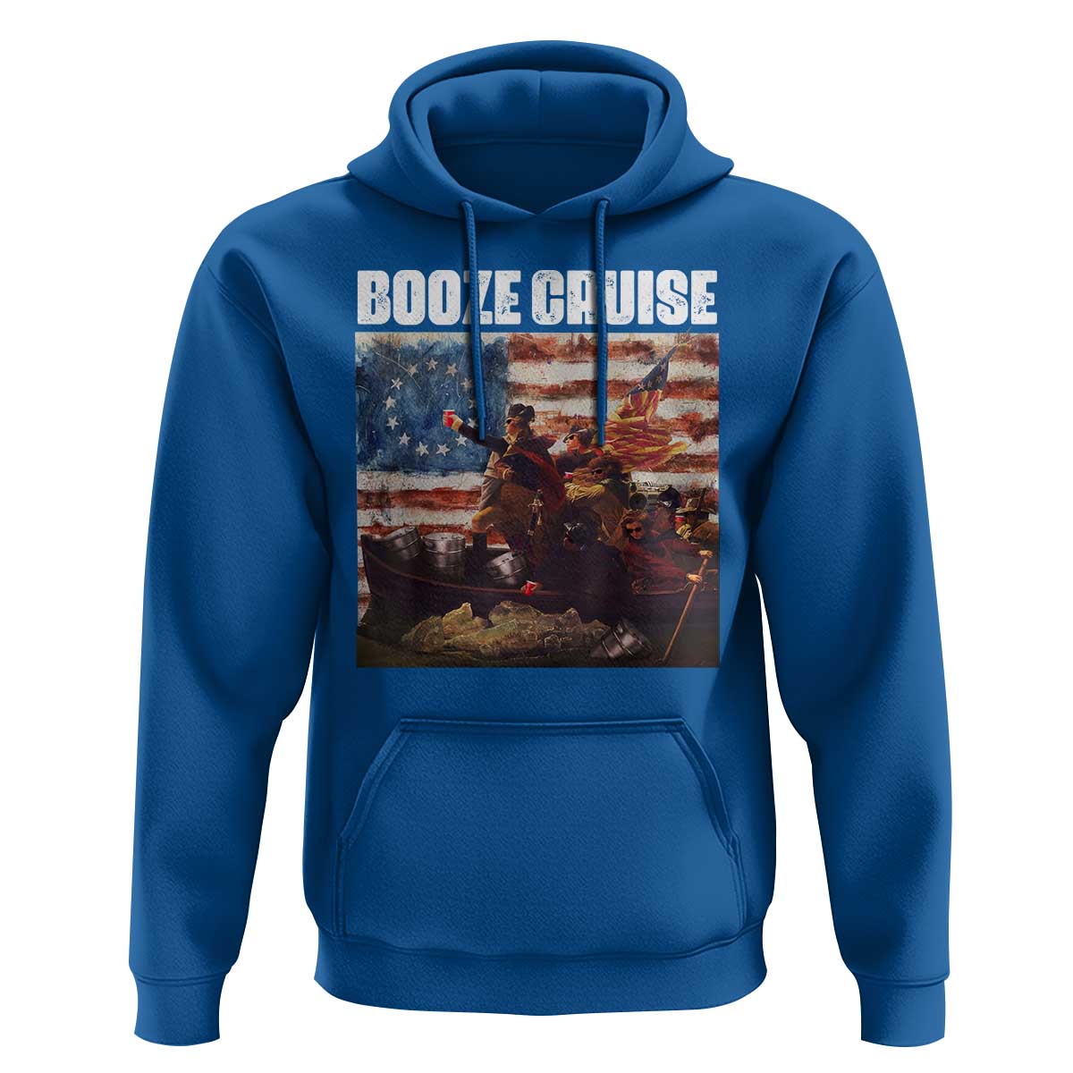 Funny George Washington Hoodie Booze Cruise Political Party Vintage American Flag