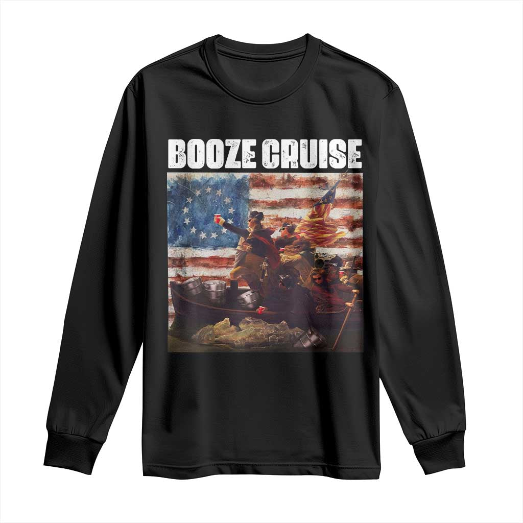 Funny George Washington Long Sleeve Shirt Booze Cruise Political Party Vintage American Flag