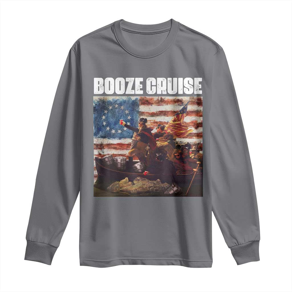 Funny George Washington Long Sleeve Shirt Booze Cruise Political Party Vintage American Flag
