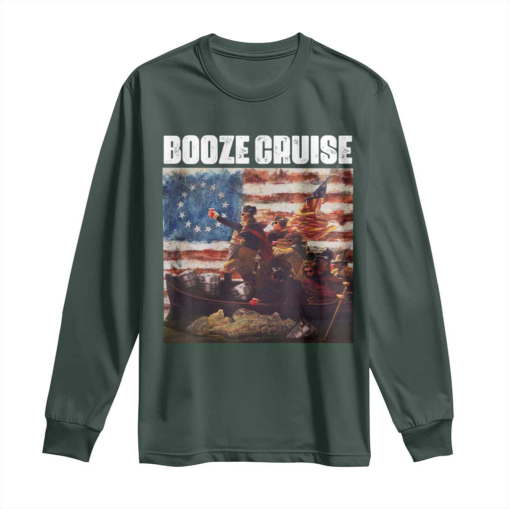 Funny George Washington Long Sleeve Shirt Booze Cruise Political Party Vintage American Flag