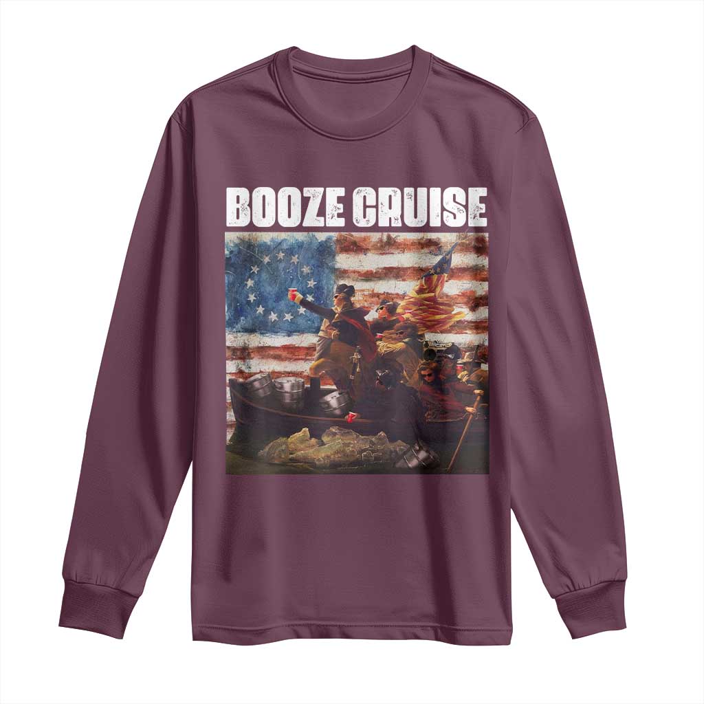 Funny George Washington Long Sleeve Shirt Booze Cruise Political Party Vintage American Flag