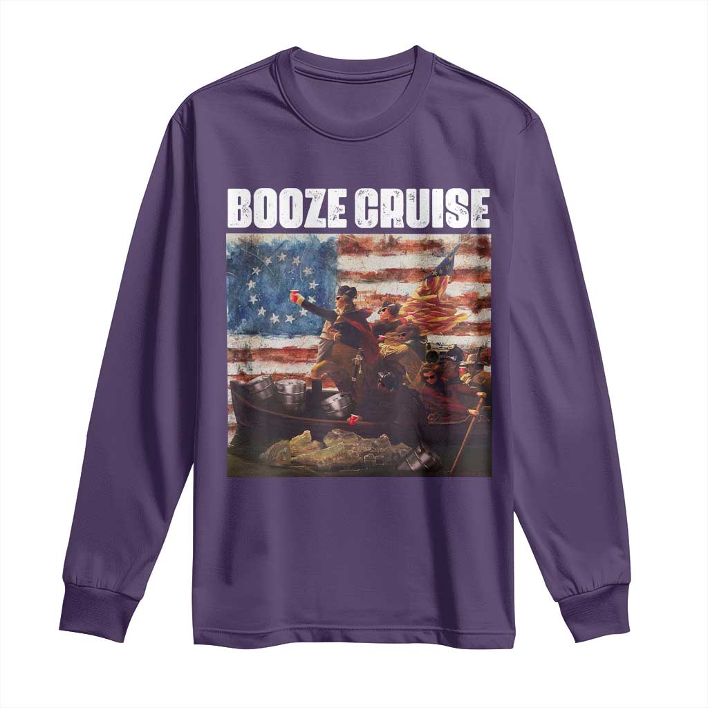 Funny George Washington Long Sleeve Shirt Booze Cruise Political Party Vintage American Flag