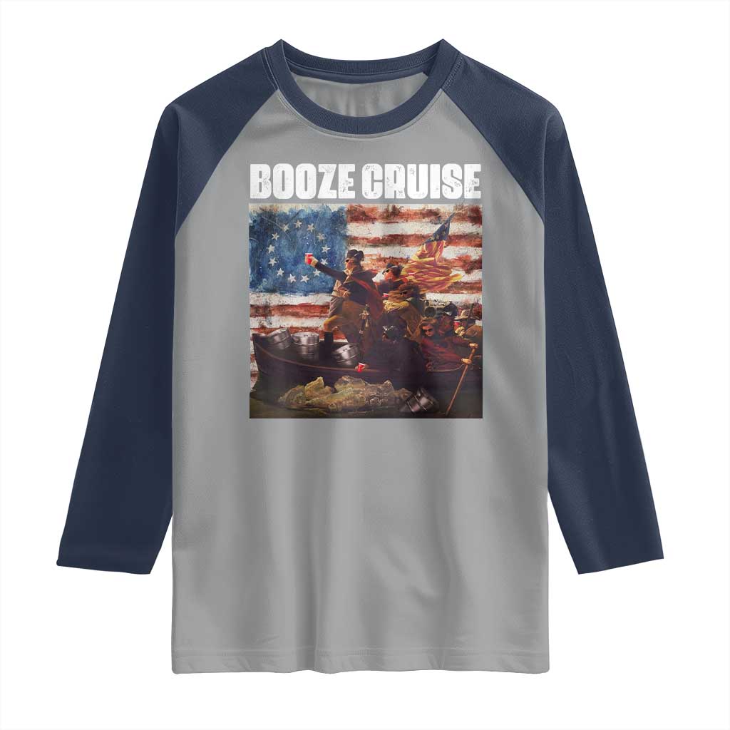 Funny George Washington Raglan Shirt Booze Cruise Political Party Vintage American Flag