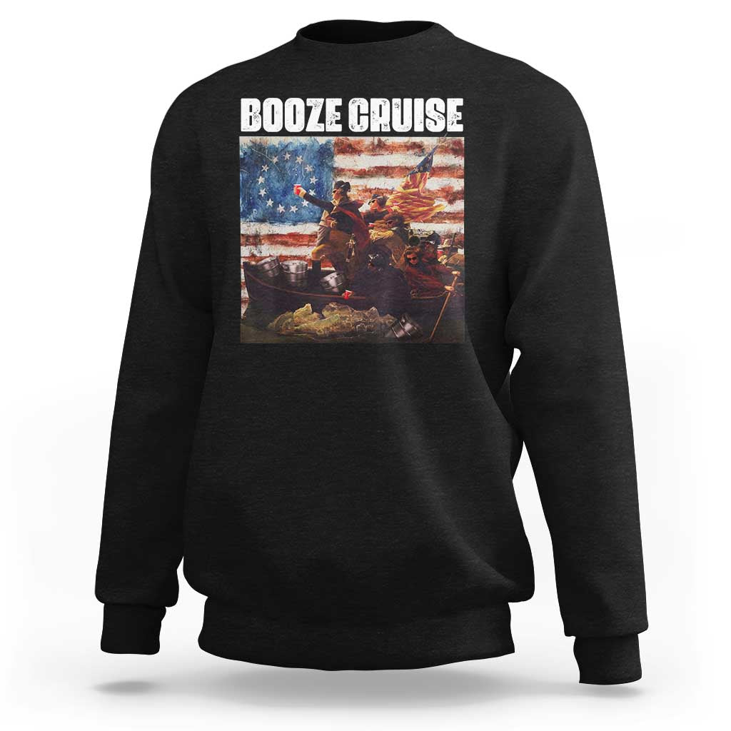 Funny George Washington Sweatshirt Booze Cruise Political Party Vintage American Flag