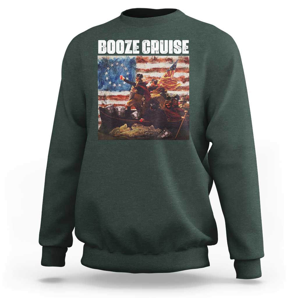 Funny George Washington Sweatshirt Booze Cruise Political Party Vintage American Flag