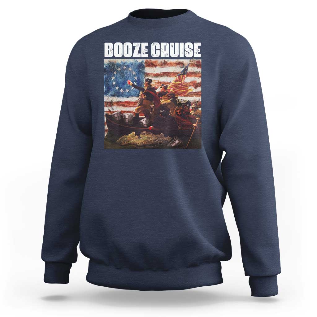 Funny George Washington Sweatshirt Booze Cruise Political Party Vintage American Flag