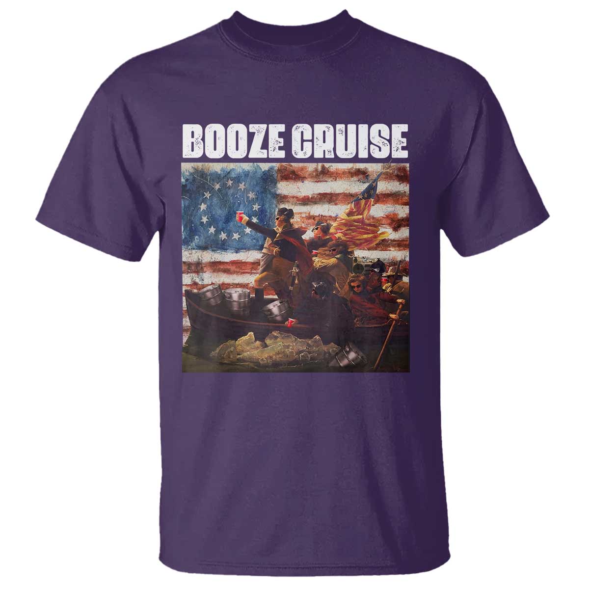 Funny George Washington T Shirt Booze Cruise Political Party Vintage American Flag
