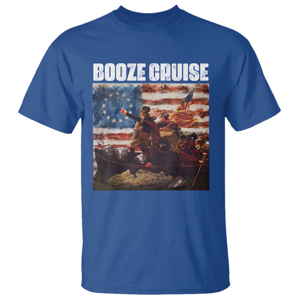 Funny George Washington T Shirt Booze Cruise Political Party Vintage American Flag