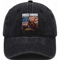 Funny George Washington Washed Cotton Baseball Cap Booze Cruise Political Party Vintage American Flag