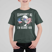 Funny George Washington T Shirt For Kid Handsome No I'm George-ous 4th Of July American Flag