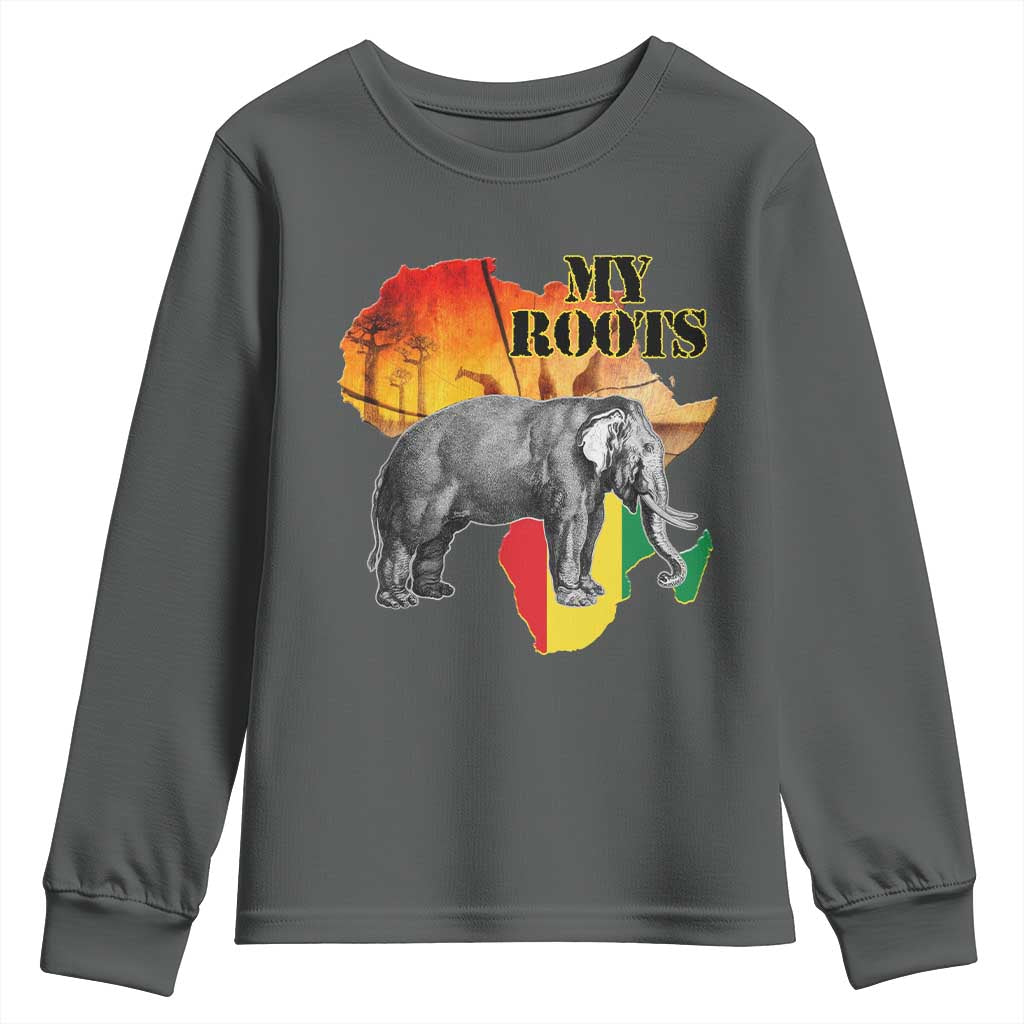 Africa Roots Youth Sweatshirt My Roots Africa Map Black History Elephant