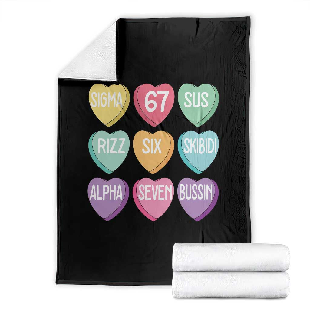 Funny Valentines Day 67 Meme Six Seven Sigma Rizz Heart Kids Throw Blanket