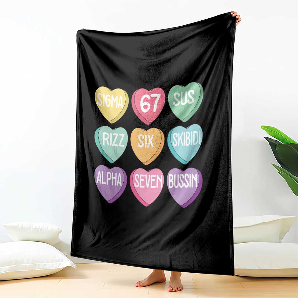 Funny Valentines Day 67 Meme Six Seven Sigma Rizz Heart Kids Throw Blanket