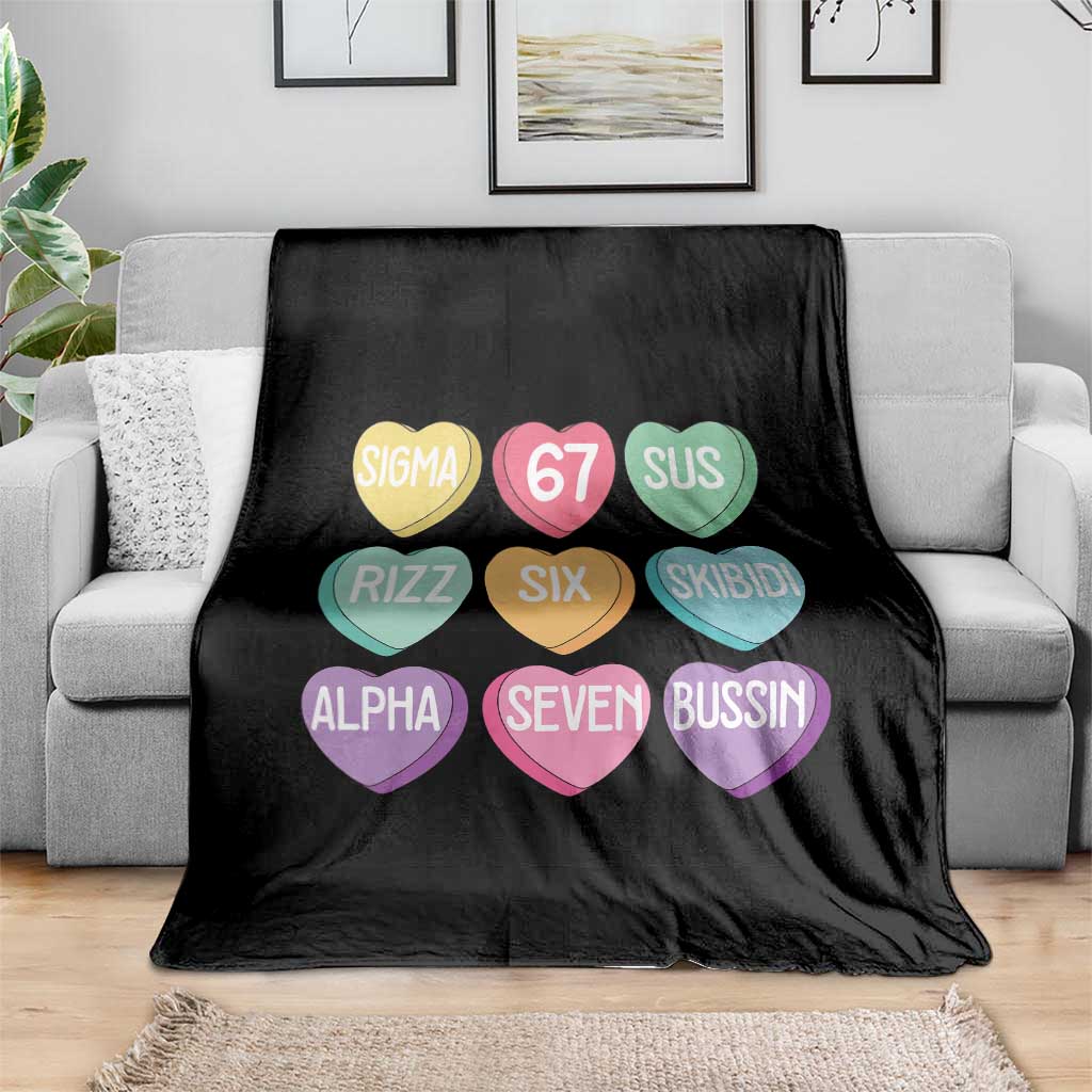 Funny Valentines Day 67 Meme Six Seven Sigma Rizz Heart Kids Throw Blanket