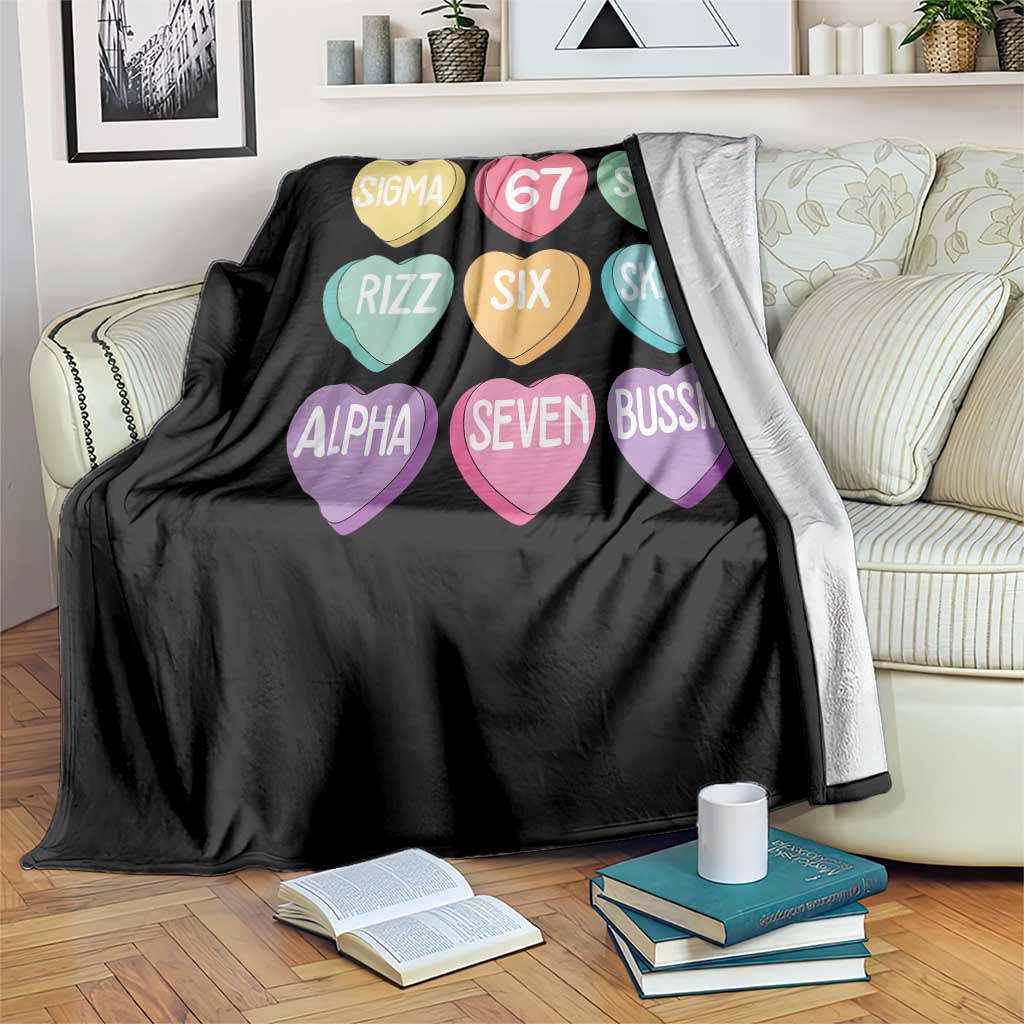 Funny Valentines Day 67 Meme Six Seven Sigma Rizz Heart Kids Throw Blanket