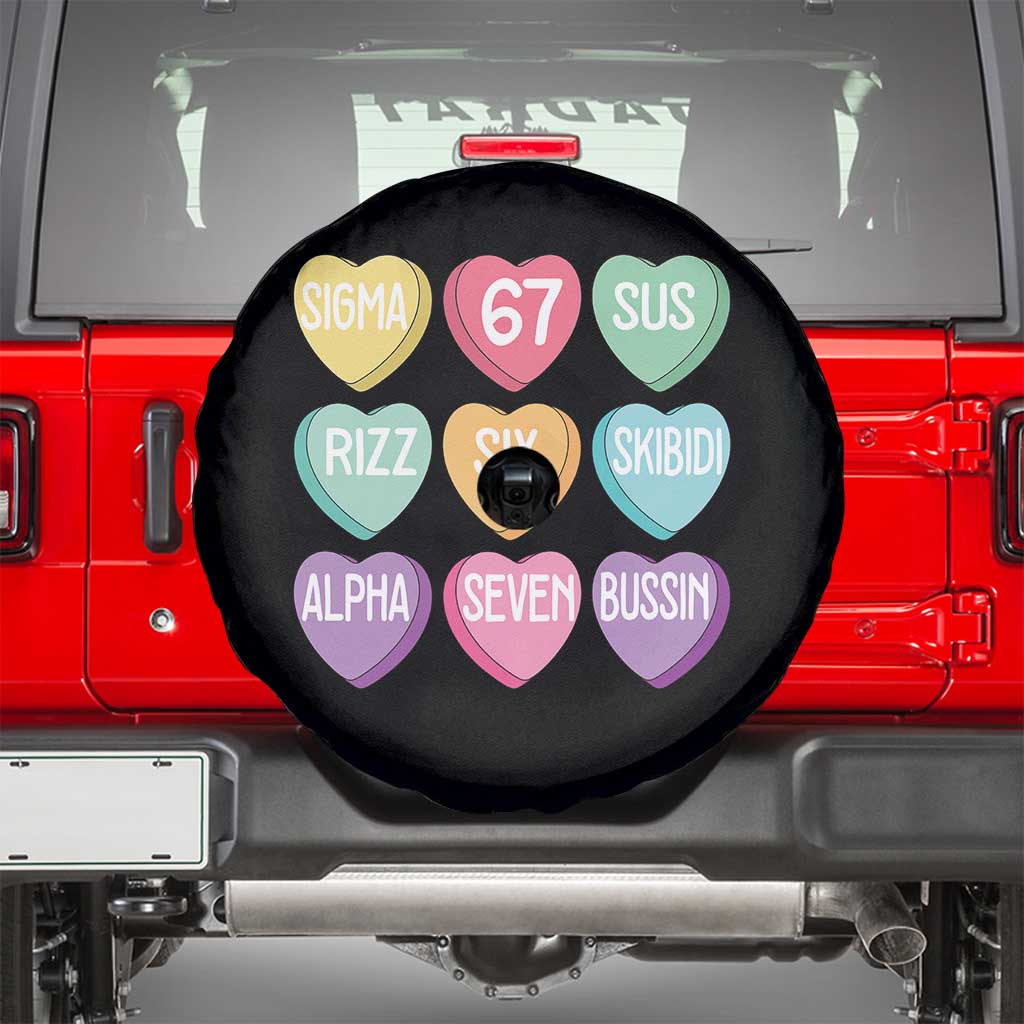 Funny Valentines Day 67 Meme Six Seven Sigma Rizz Heart Kids Spare Tire Cover