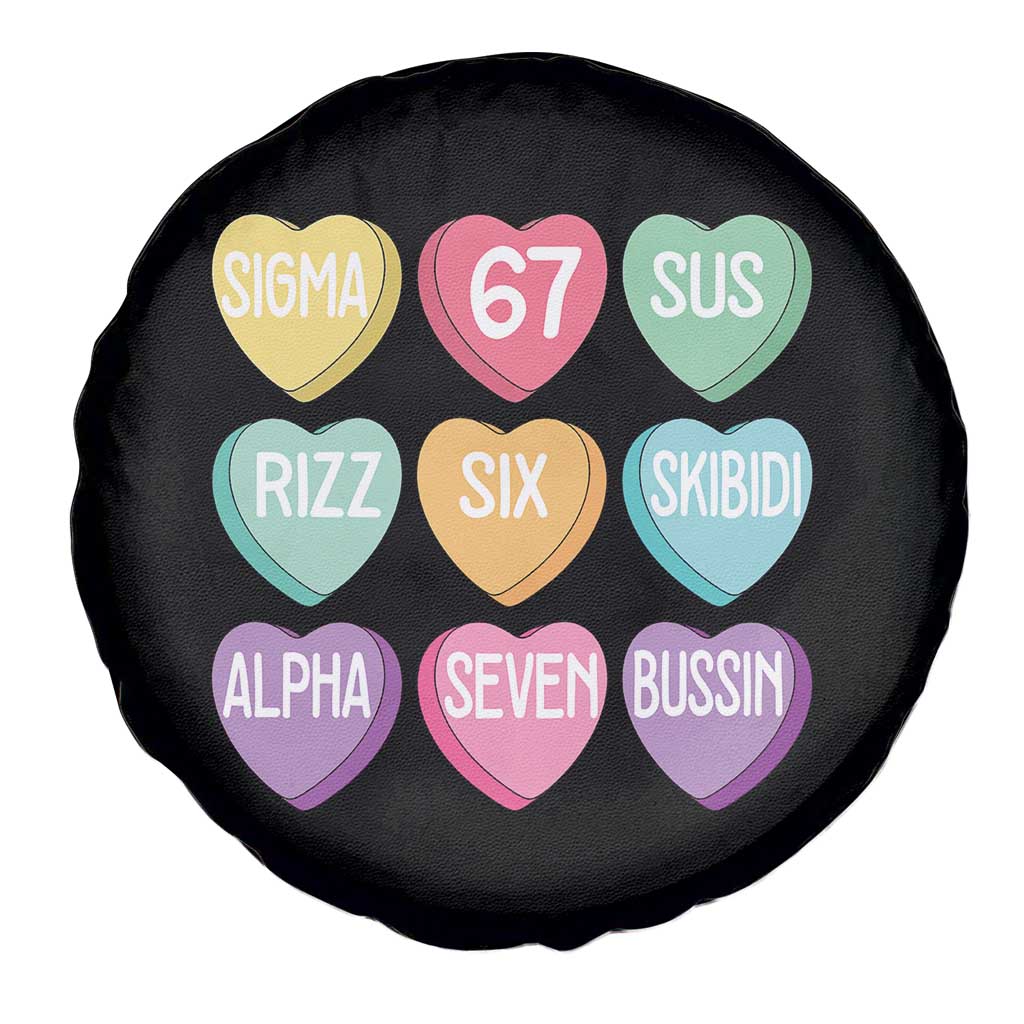 Funny Valentines Day 67 Meme Six Seven Sigma Rizz Heart Kids Spare Tire Cover