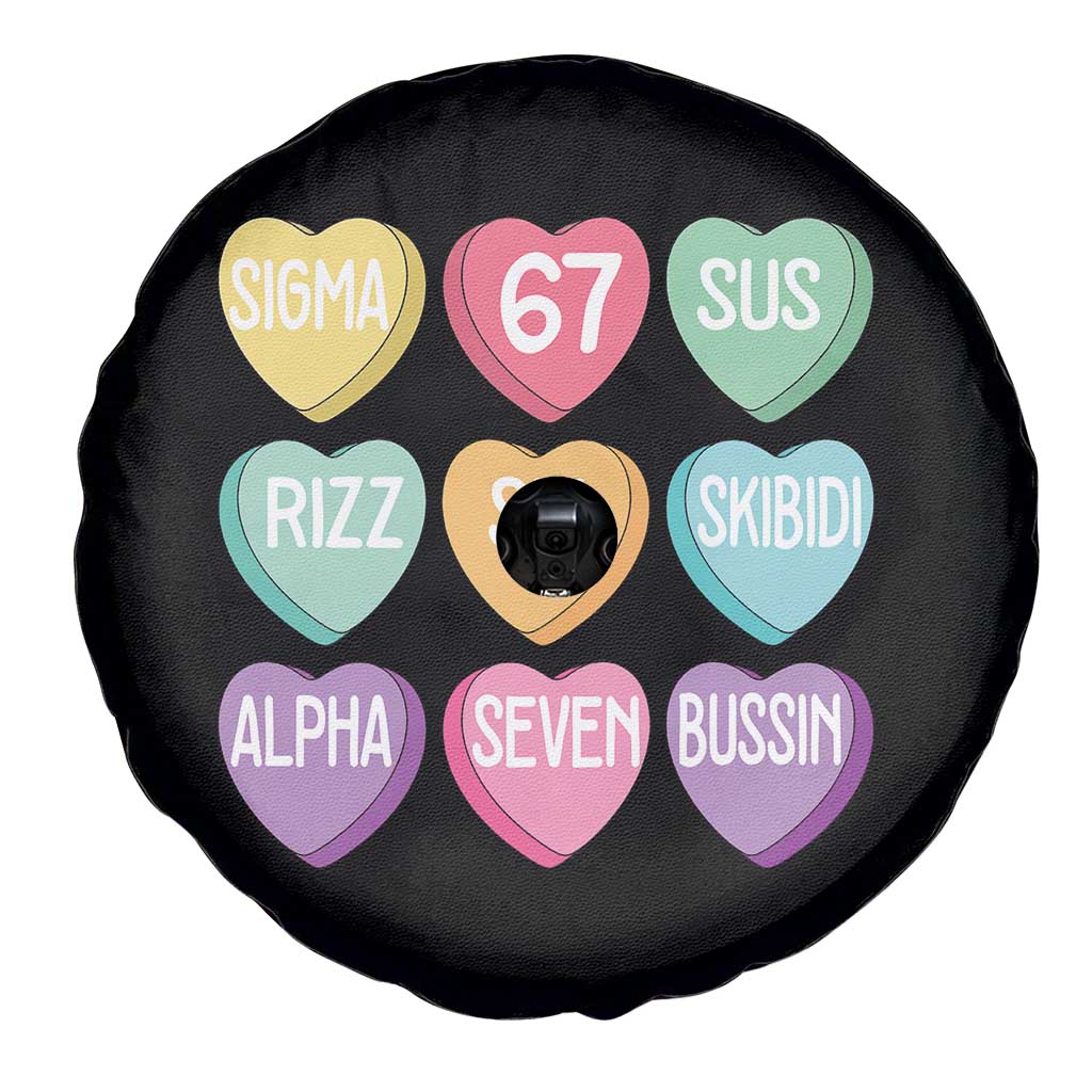Funny Valentines Day 67 Meme Six Seven Sigma Rizz Heart Kids Spare Tire Cover