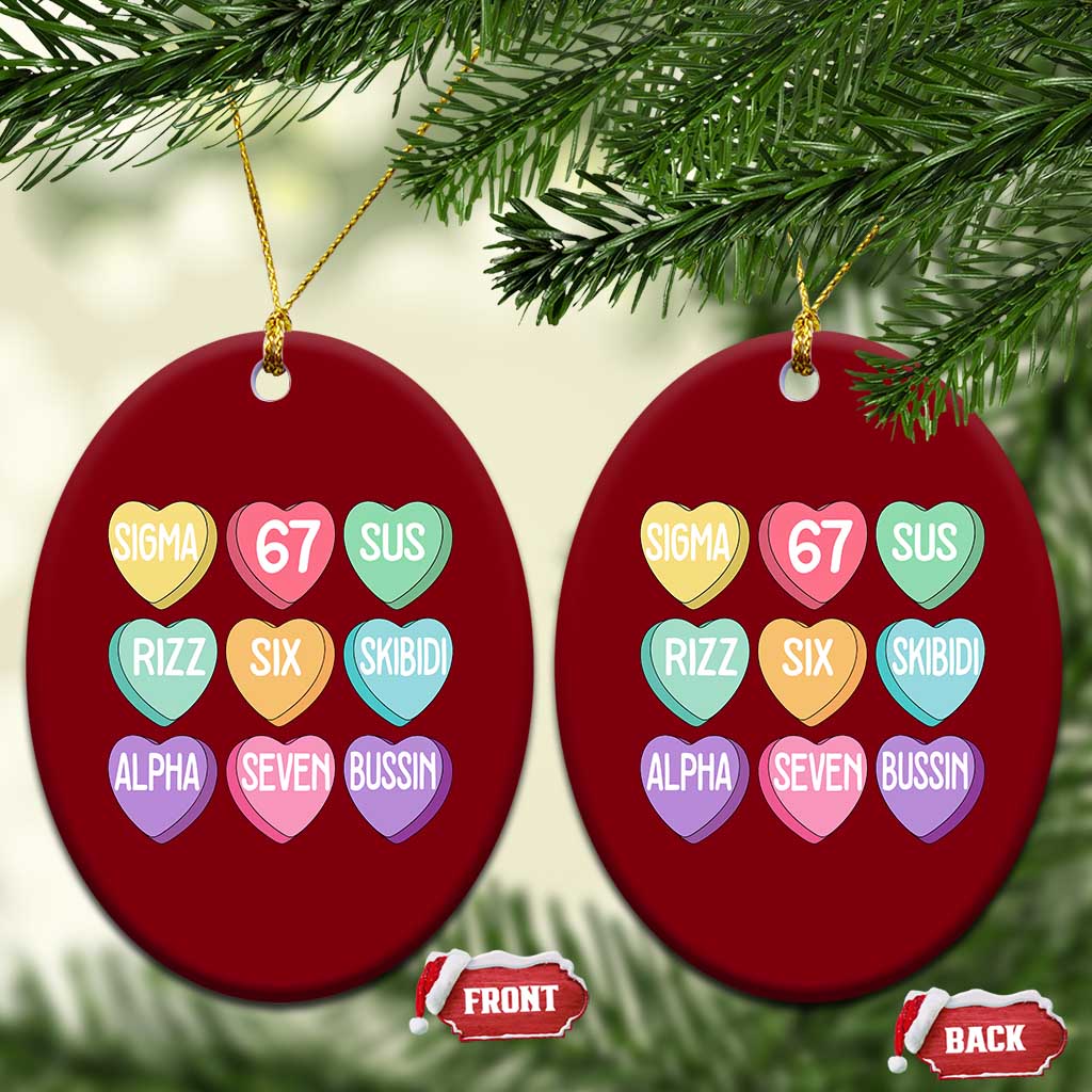Funny Valentines Day 67 Meme Six Seven Sigma Rizz Heart Kids Ceramic Ornament