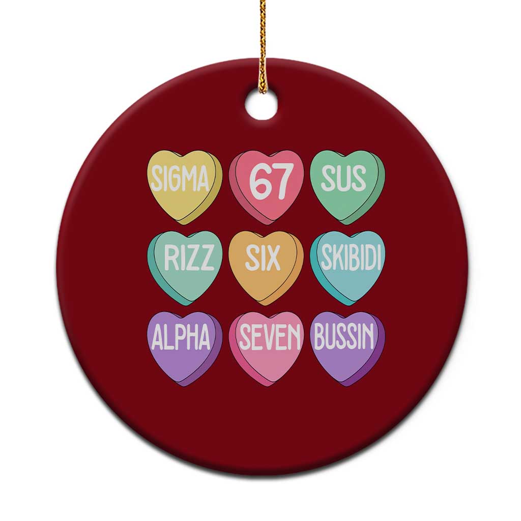Funny Valentines Day 67 Meme Six Seven Sigma Rizz Heart Kids Ceramic Ornament