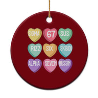 Funny Valentines Day 67 Meme Six Seven Sigma Rizz Heart Kids Ceramic Ornament