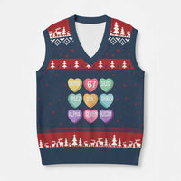 Funny Valentines Day 67 Meme Six Seven Sigma Rizz Heart Kids V-Neck Knit Sweater Vest